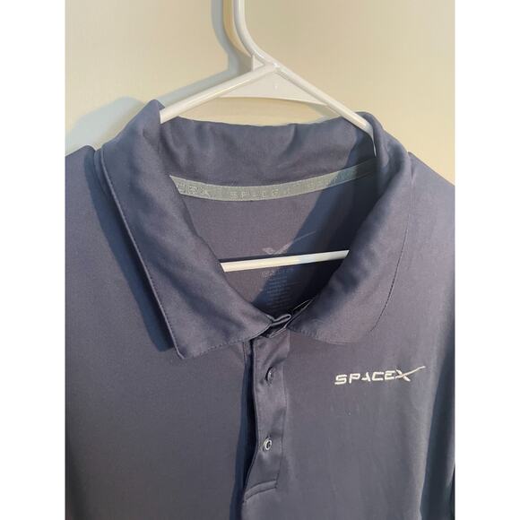 Space X Polo Shirt Mens XL Navy Blue Performance Golf Embroidered Logo - Picture 3 of 12